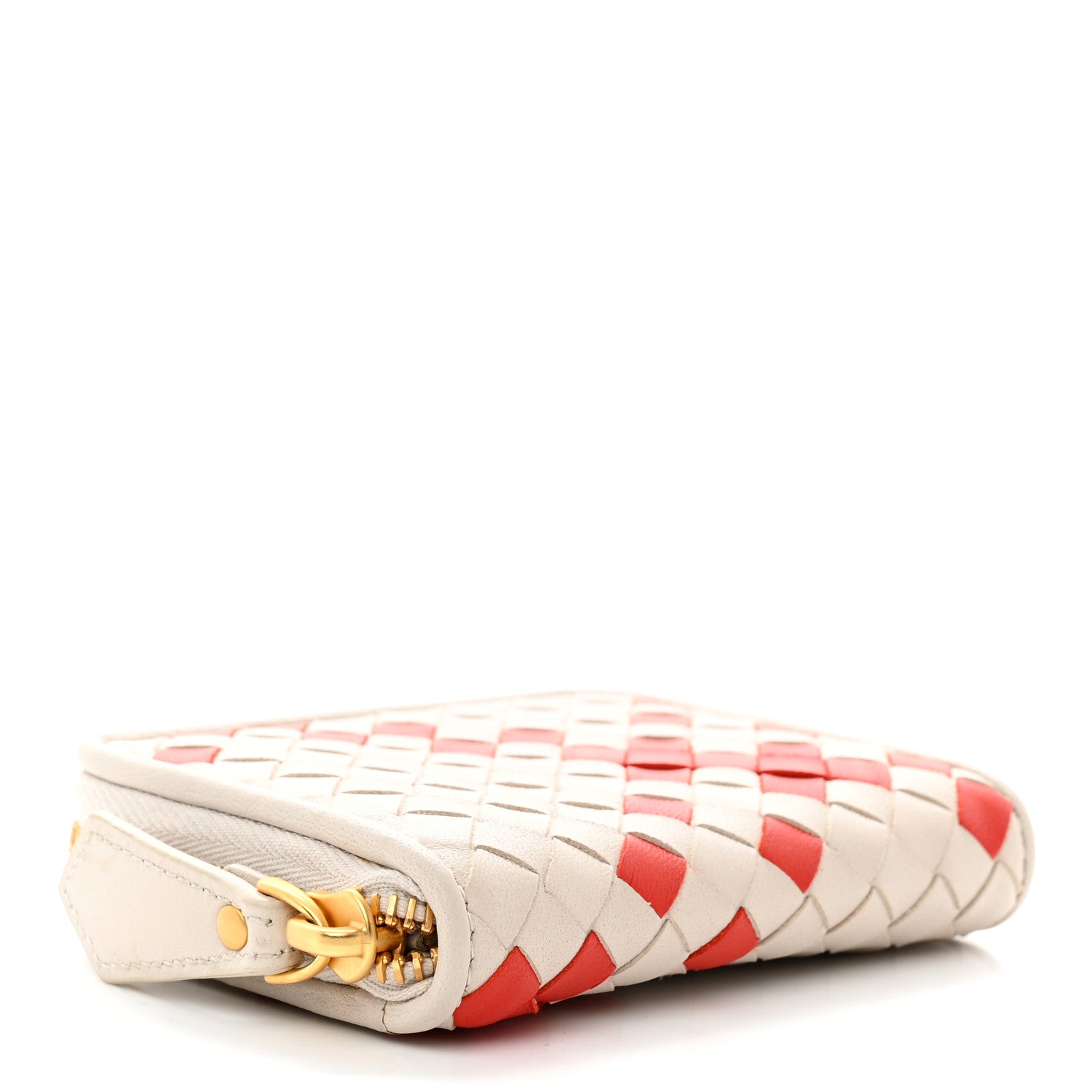 Bottega Veneta Nappa Intrecciato Zip Around Coin Purse White Orange 4 of 7