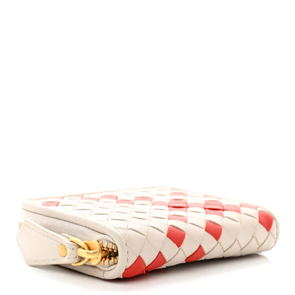 Bottega Veneta Nappa Intrecciato Zip Around Coin Purse White Orange 4 of 7