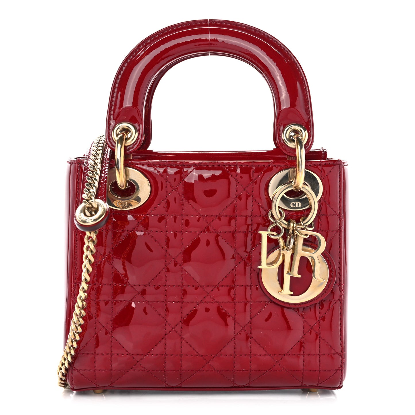 Patent Cannage Mini Lady Dior Red