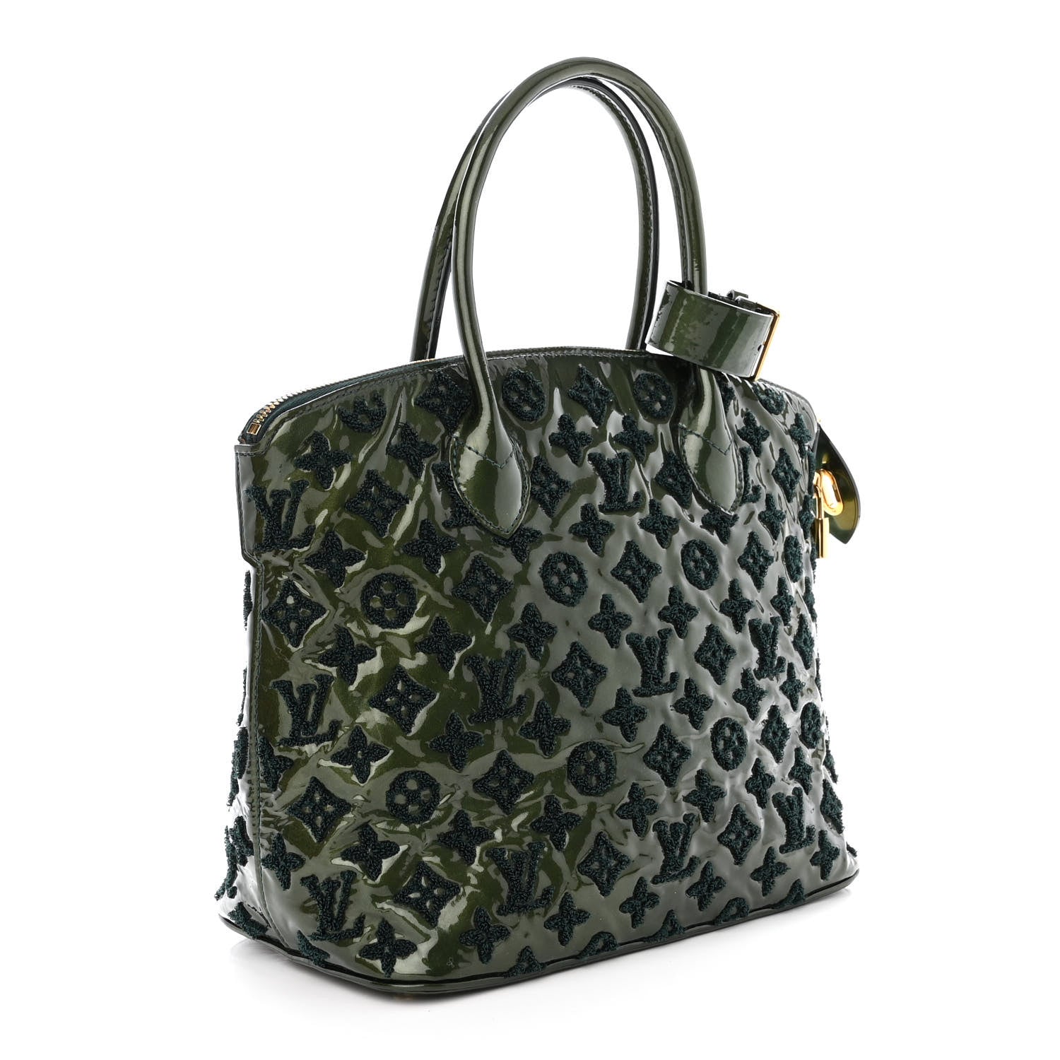 Louis Vuitton Patent Lambskin Fascination Lockit Vert Fonce 3 of 9