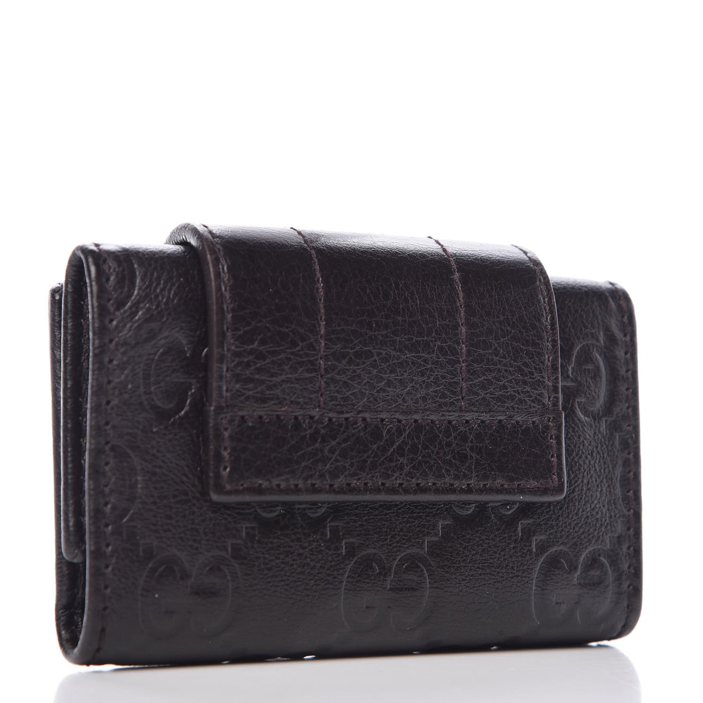 Guccissima Signature Ladies Web 6 Key Holder Case Chocolate