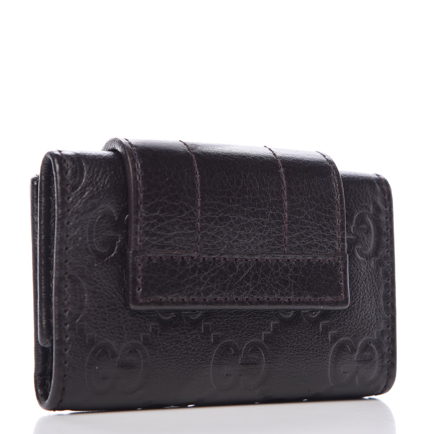 Gucci Guccissima Signature Ladies Web 6 Key Holder Case Chocolate 3 of 7
