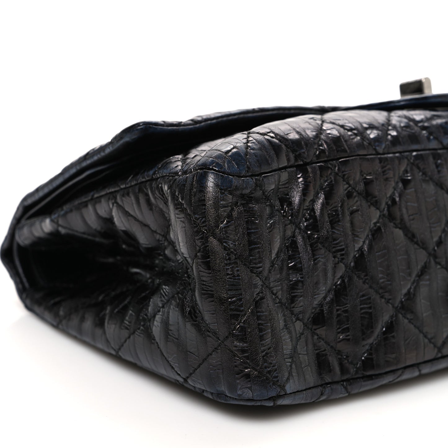Metallic Calfskin Striped 2.55 Reissue 227 Flap Black
