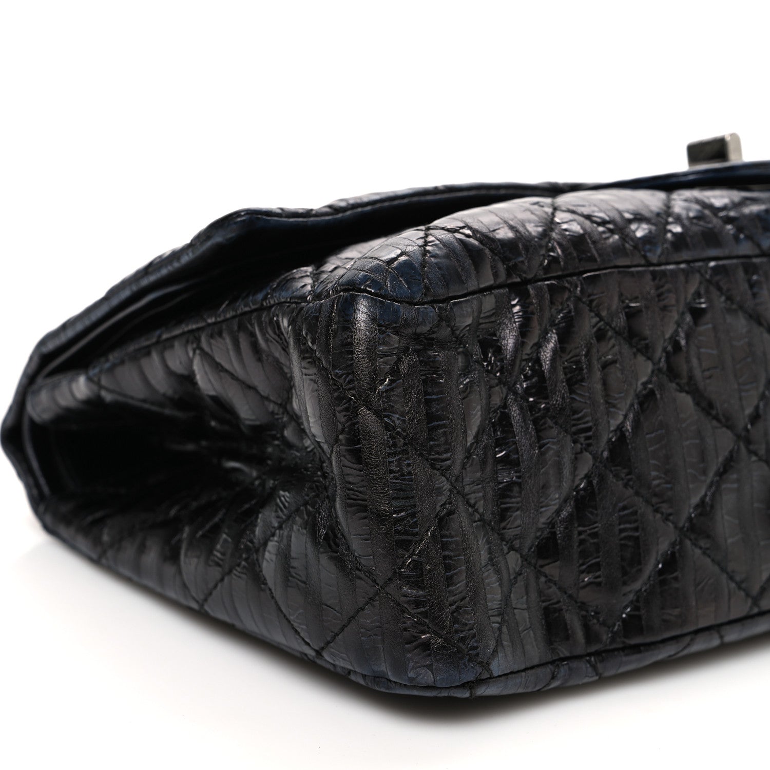 Chanel Metallic Calfskin Striped 2.55 Reissue 227 Flap Black 9 of 10