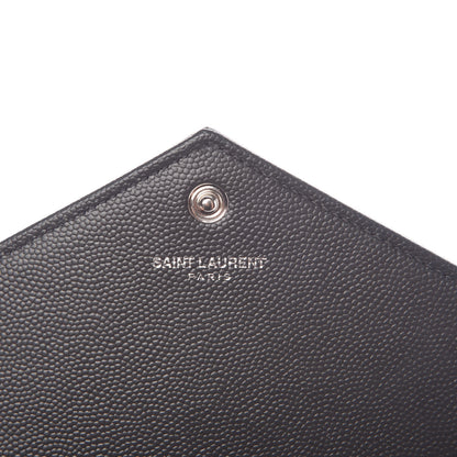 Saint Laurent Grain De Poudre Matelasse Chevron Monogram Envelope Chain Wallet Coal 6 of 11