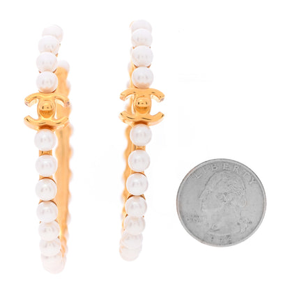 Chanel Pearl CC More Is More Hoop Earrings Gold 2 of 6