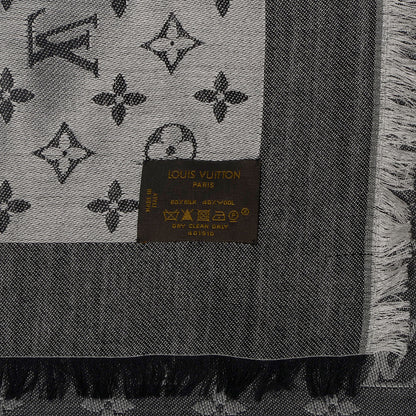 Louis Vuitton Silk Wool Monogram Denim Shawl Black 5 of 5