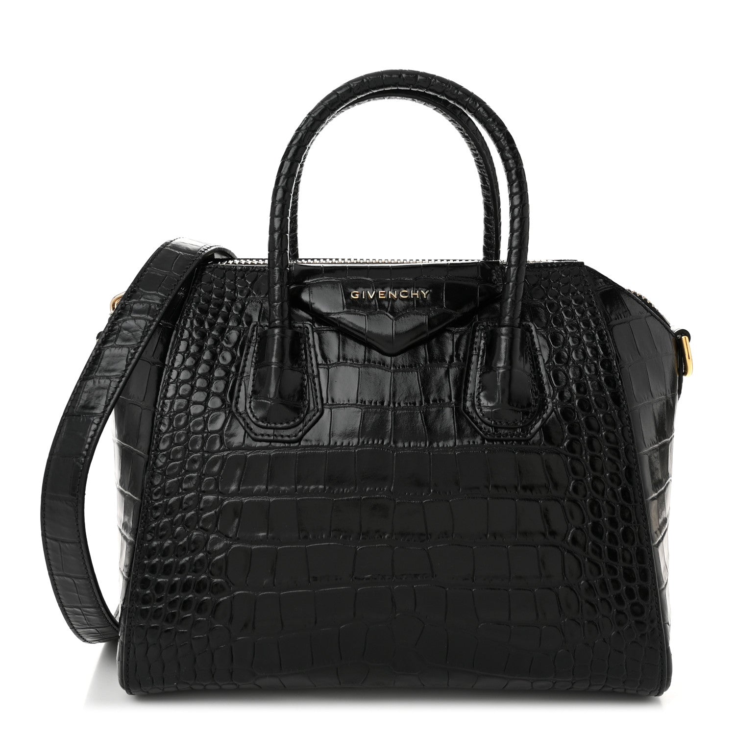 Givenchy Calfskin Crocodile Embossed Small Antigona Black 1 of 10