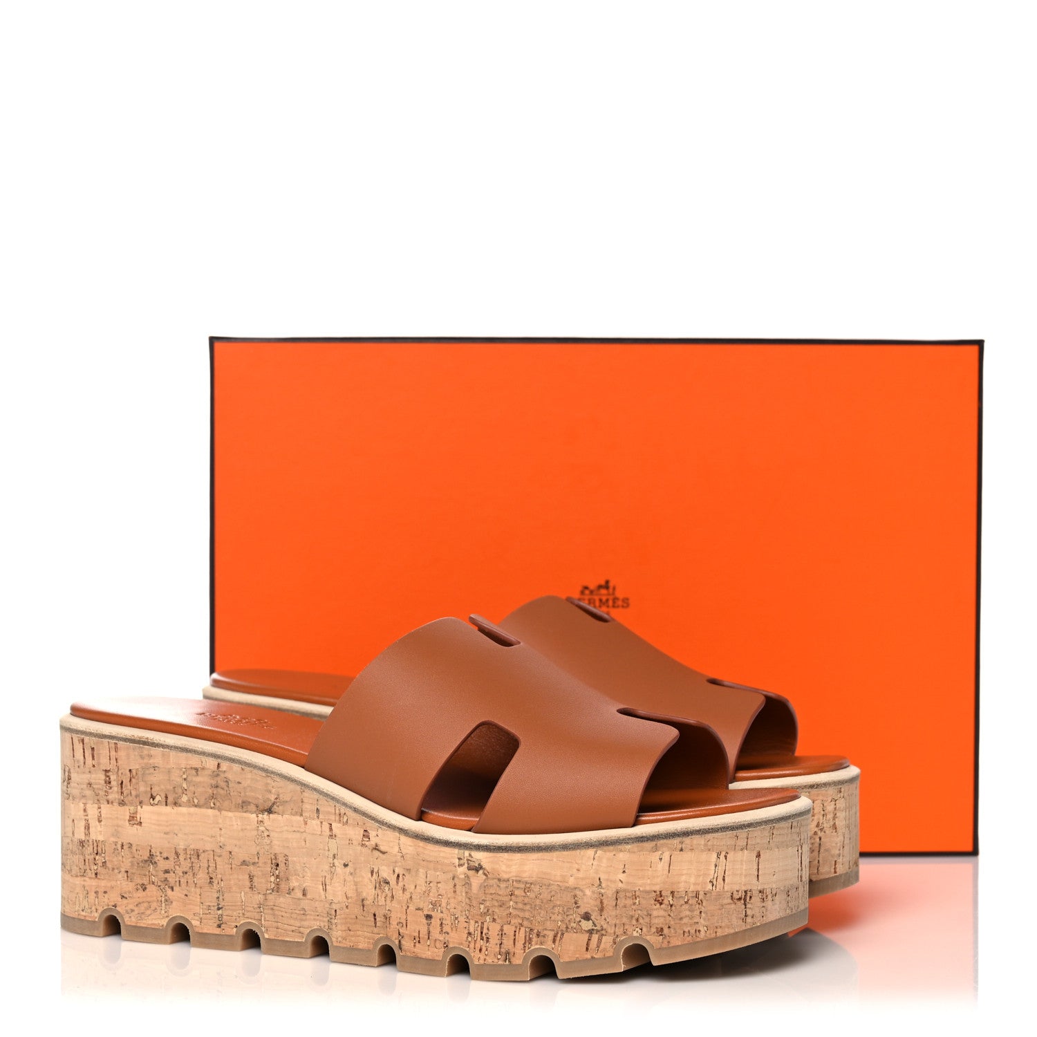 Hermes Calfskin Cork Eze 30 Sandals 39 Marron Glaise 9 of 9