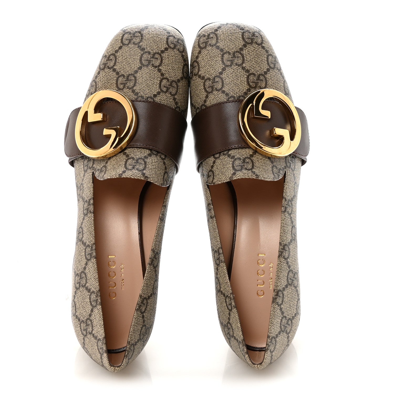 Gucci GG Supreme Monogram Malaga Kid Blondie Pumps 35.5 Beige Ebony New Acero 2 of 8