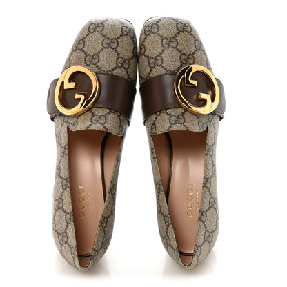 Gucci GG Supreme Monogram Malaga Kid Blondie Pumps 35.5 Beige Ebony New Acero 2 of 8