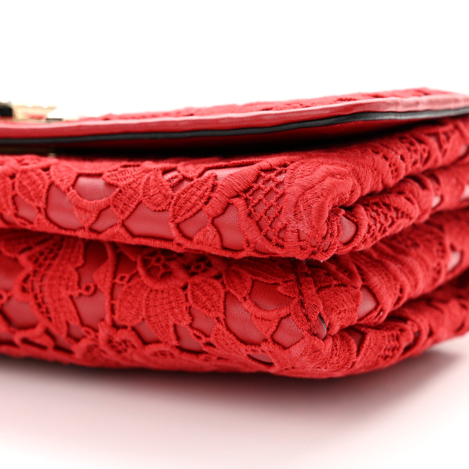 Valentino Garavani Nappa Lace Girello Flap Red 9 of 10