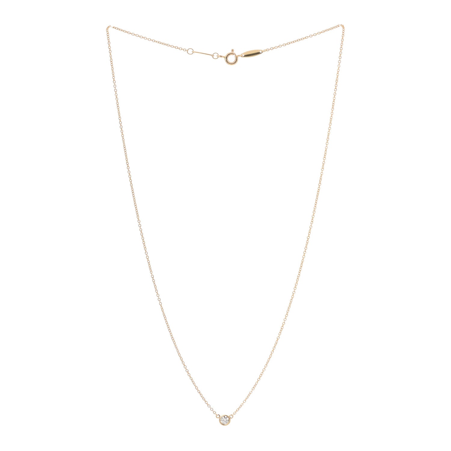 Tiffany 18K Yellow Gold Diamond .14ct Elsa Peretti Diamonds by the Yard Pendant Necklace 3 of 6