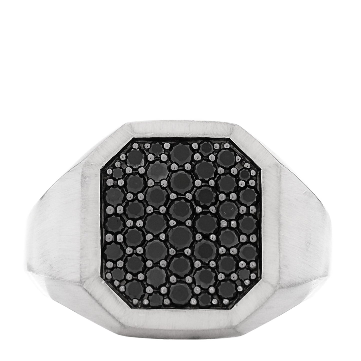 Sterling Silver Black Diamond 18mm Streamline Signet Ring 62 10