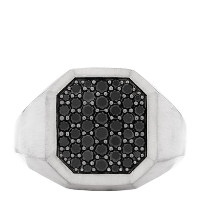 David Yurman Sterling Silver Black Diamond 18mm Streamline Signet Ring 62 10 1 of 4
