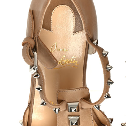 Christian Louboutin Calfskin Loubiclou Studded Cage Flat Sandals 37 Beige 8 of 8