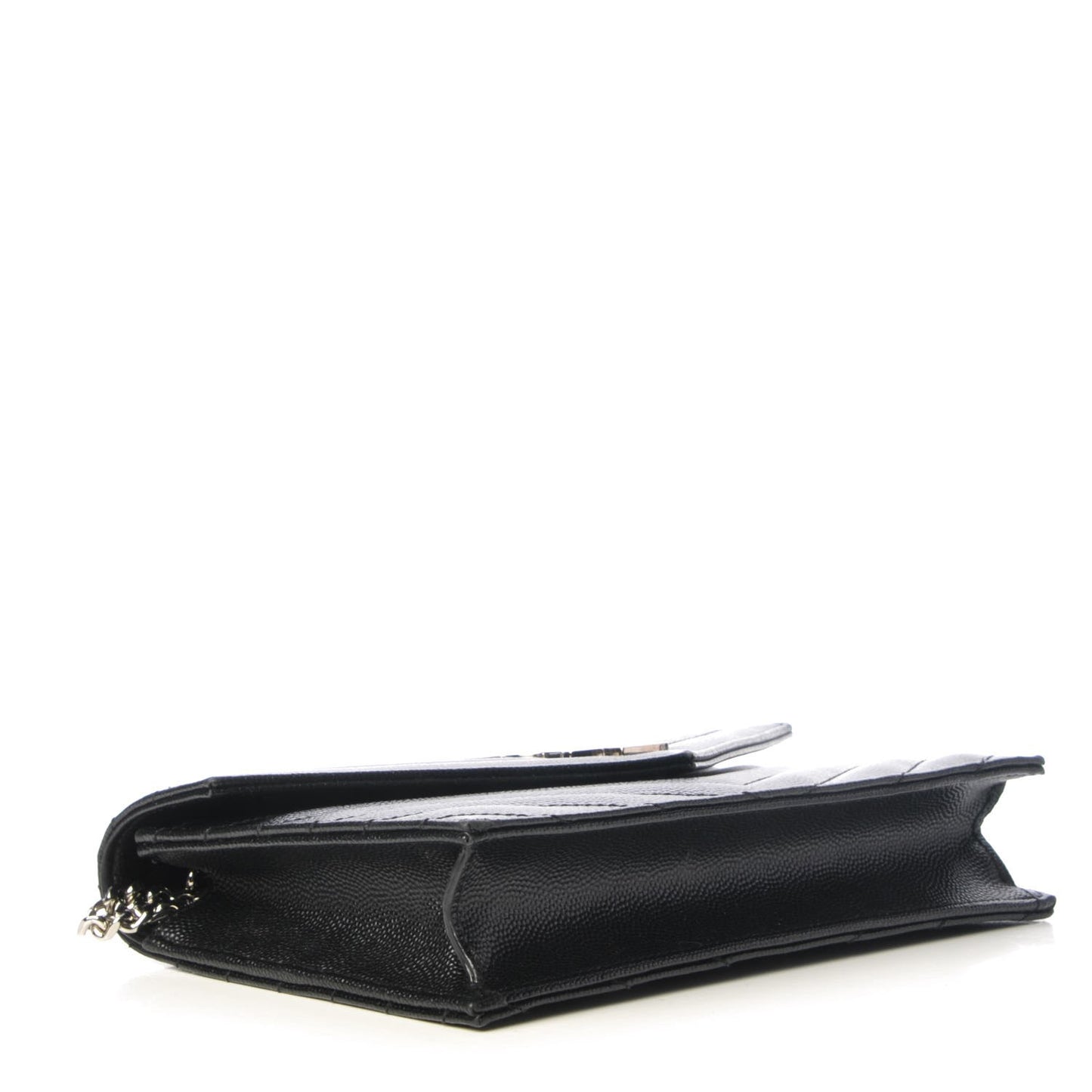 Grain De Poudre Matelasse Chevron Monogram Envelope Chain Wallet Black
