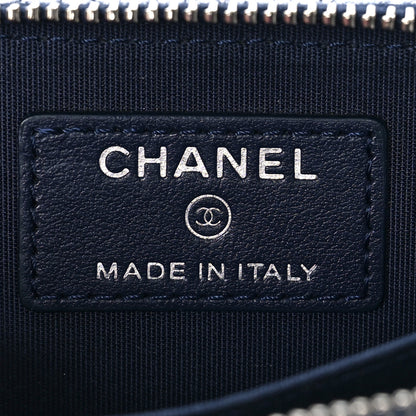 Chanel Lambskin Camellia Embossed Zip Coin Purse Navy 6 of 12