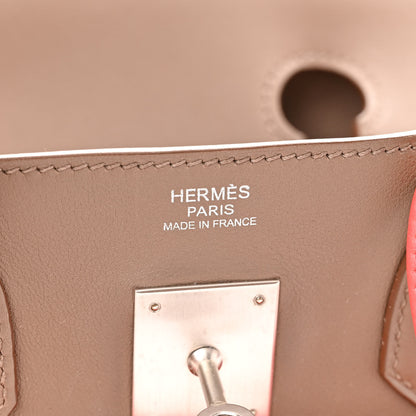 Hermes Taurillon Clemence Tadelakt Swift Tri-Color Birkin 30 Rose Jaipur Argile Etoupe 6 of 12