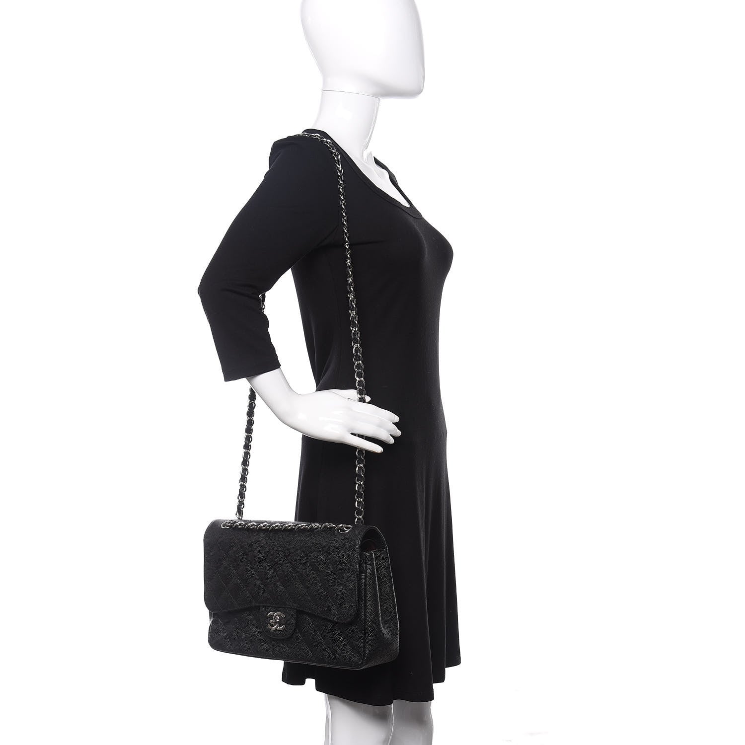 Chanel Caviar Quilted Jumbo Double Flap Black 2 of 12