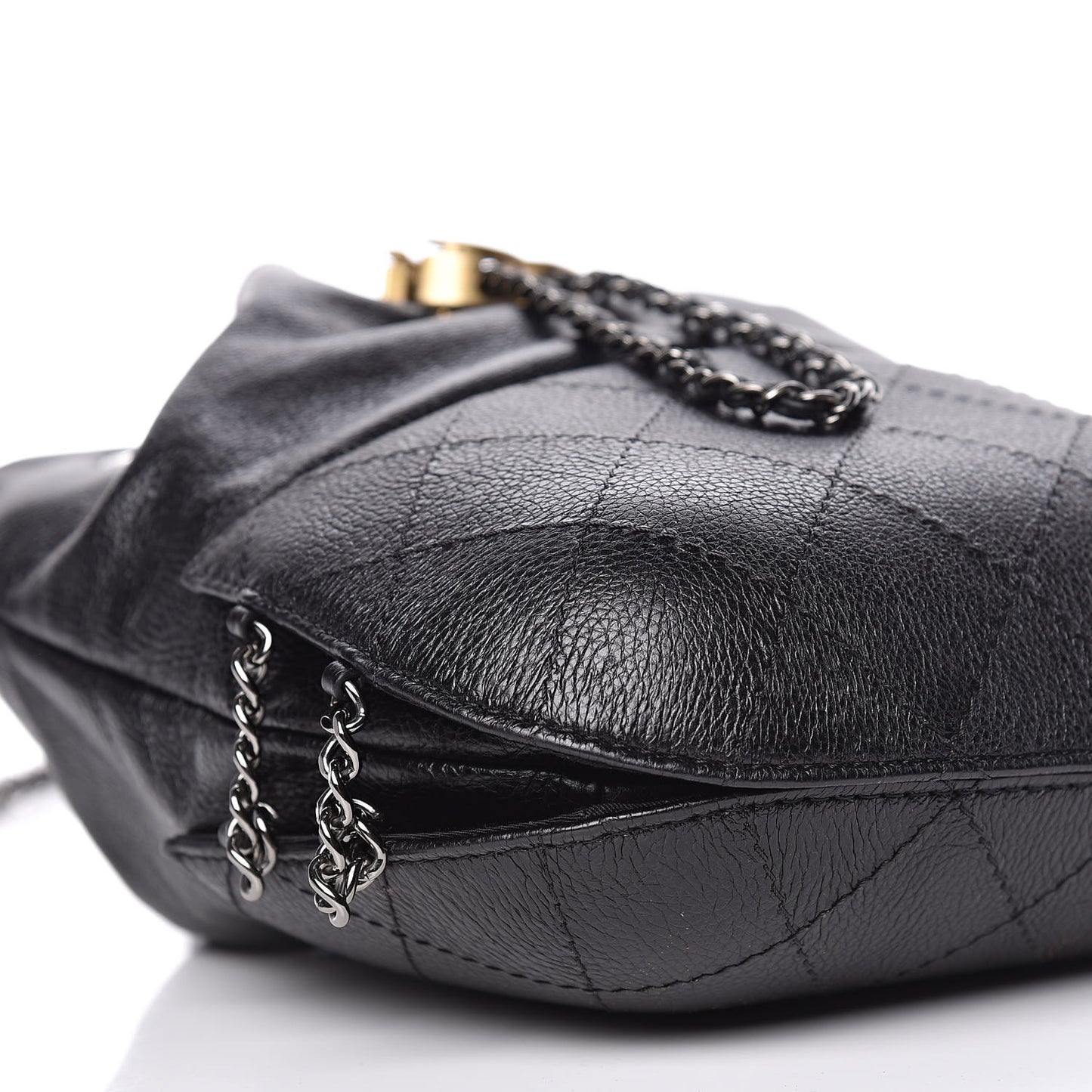 Calfskin Quilted Small Gabrielle Bucket Black