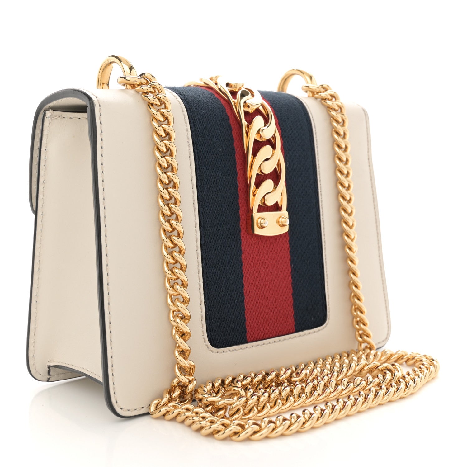Gucci Calfskin Mini Sylvie Chain Shoulder Bag White 3 of 12