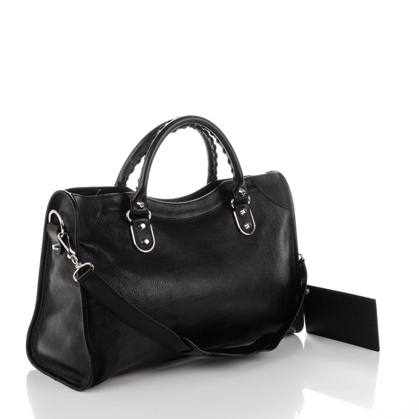 Chevre Silver Metallic Edge Hardware City Black