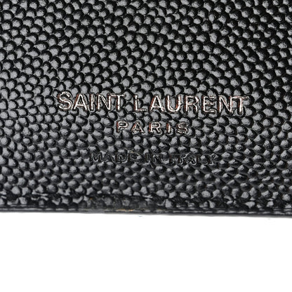 Saint Laurent Grain De Poudre Matelasse Chevron Monogram Zipped Two-Part Wallet Black 6 of 10