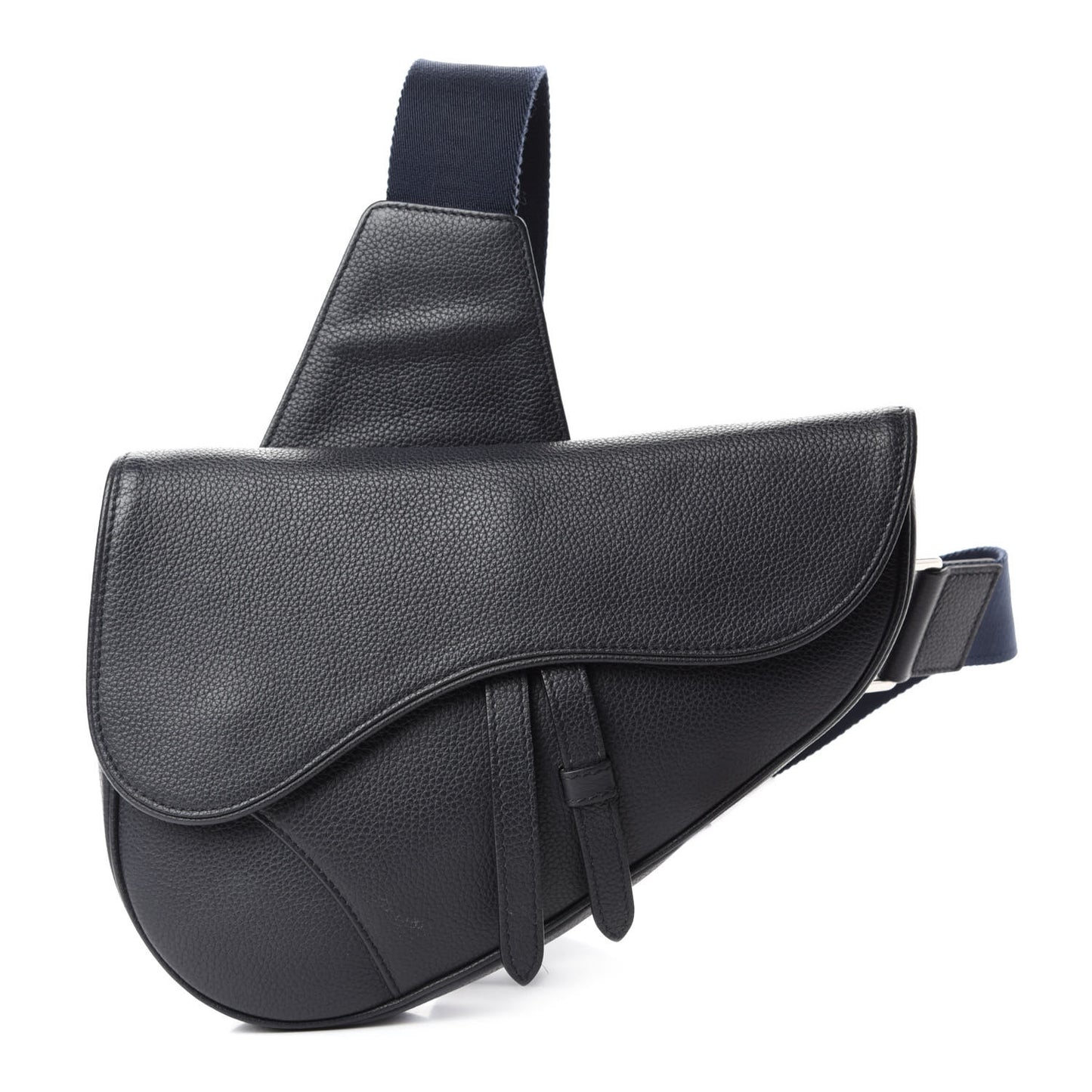Grained Calfskin Saddle Bag Navy Blue