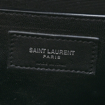 Saint Laurent Grain De Poudre Textured Mixed Matelasse Triquilt Medium Monogram Satchel Black 6 of 9