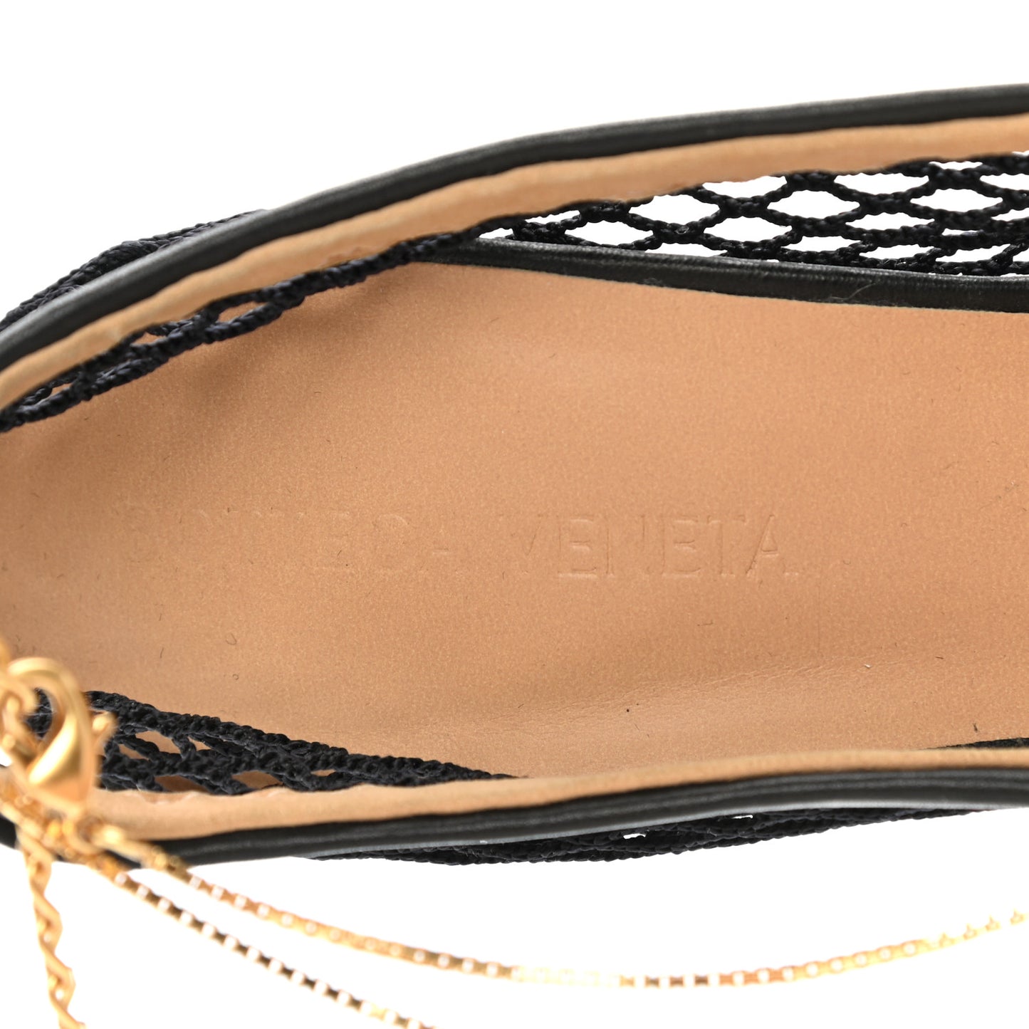 Mesh Nappa Chunky Chain Sandals 35.5 Black