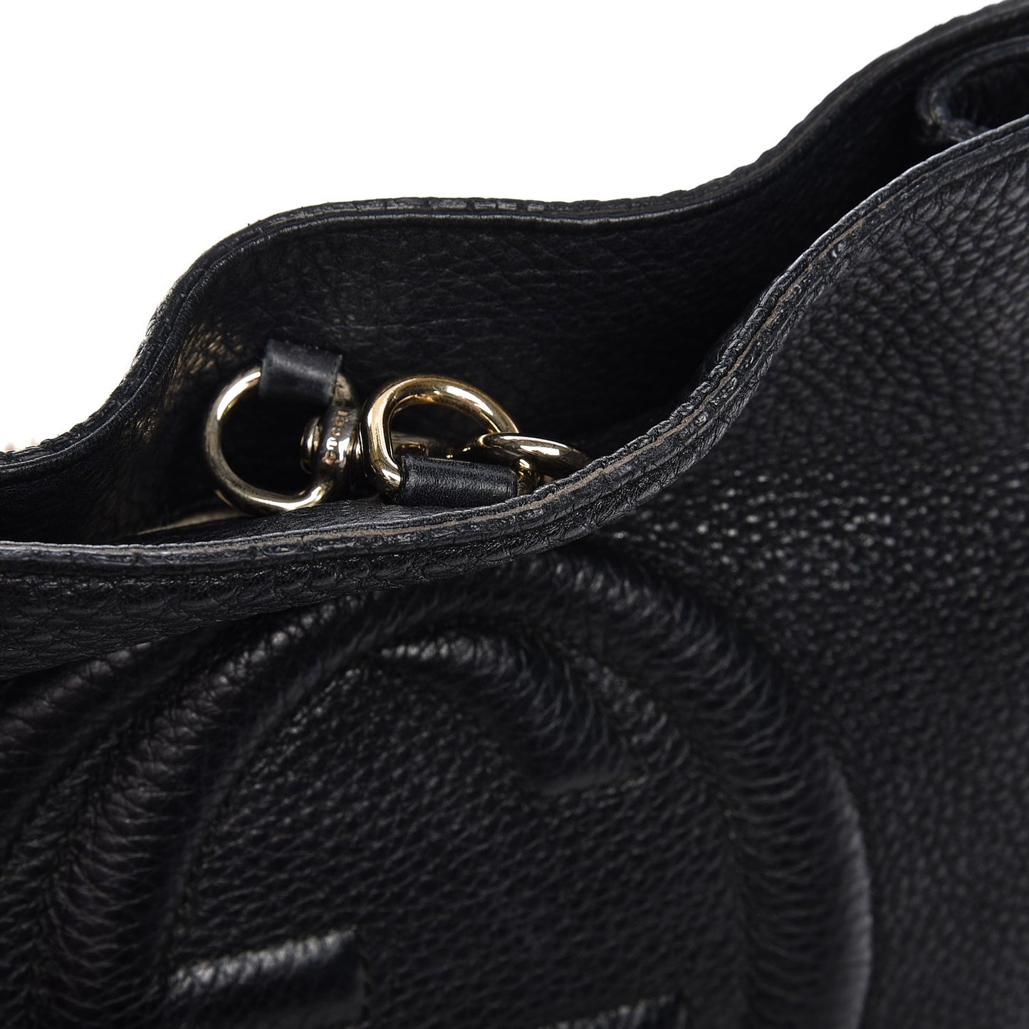 Pebbled Calfskin Medium Soho Chain Shoulder Bag Black