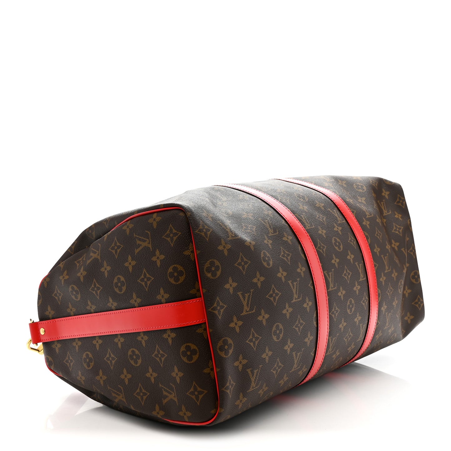 Calfskin Monogram Keepall Bandouliere 50 Coquelicot