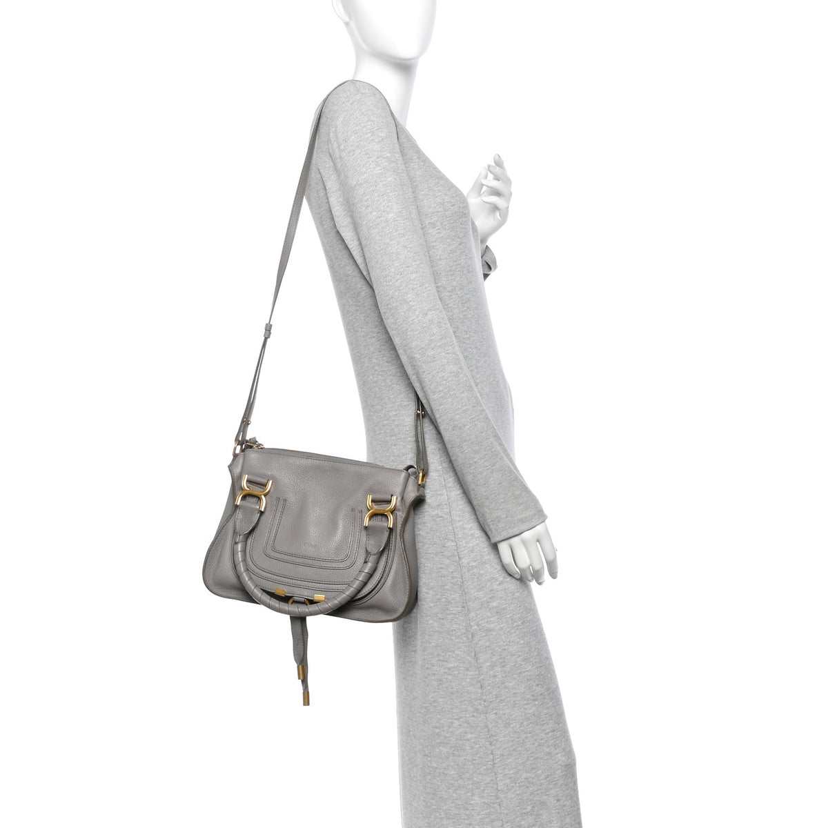 Calfskin Small Marcie Satchel Cashmere Grey