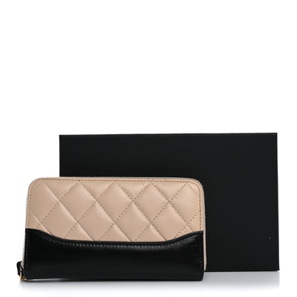 Chanel Aged Calfskin Quilted Small Gabrielle Zip Around Wallet Beige Black 14 of 14