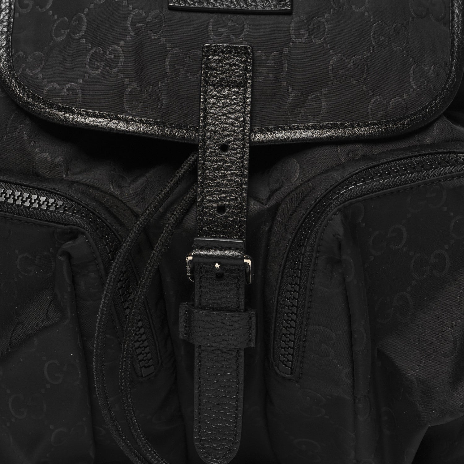 Gucci Nylon Monogram Medium Light Single Buckle Backpack Black 8 of 10