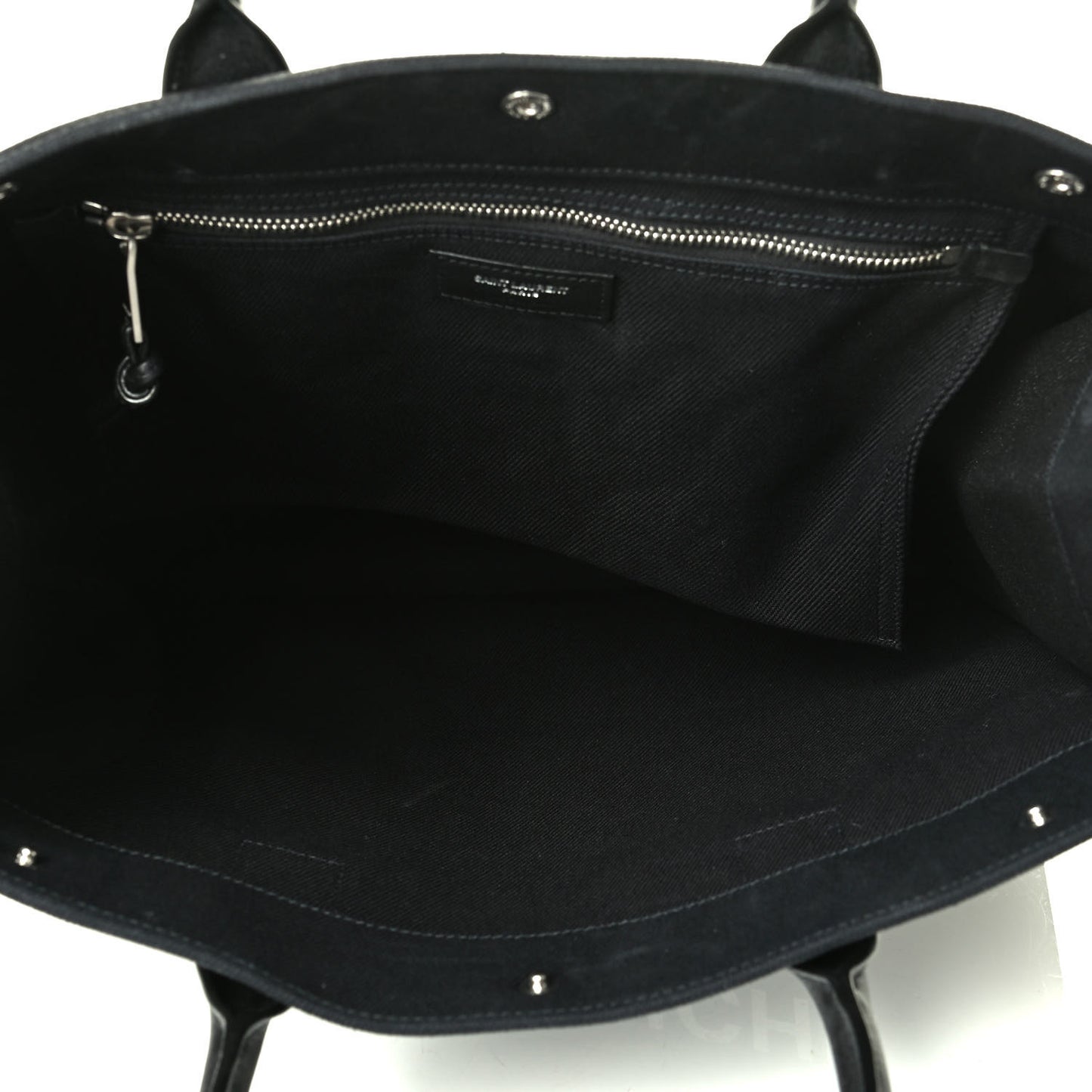 Linen Calfskin Rive Gauche North South Tote Black