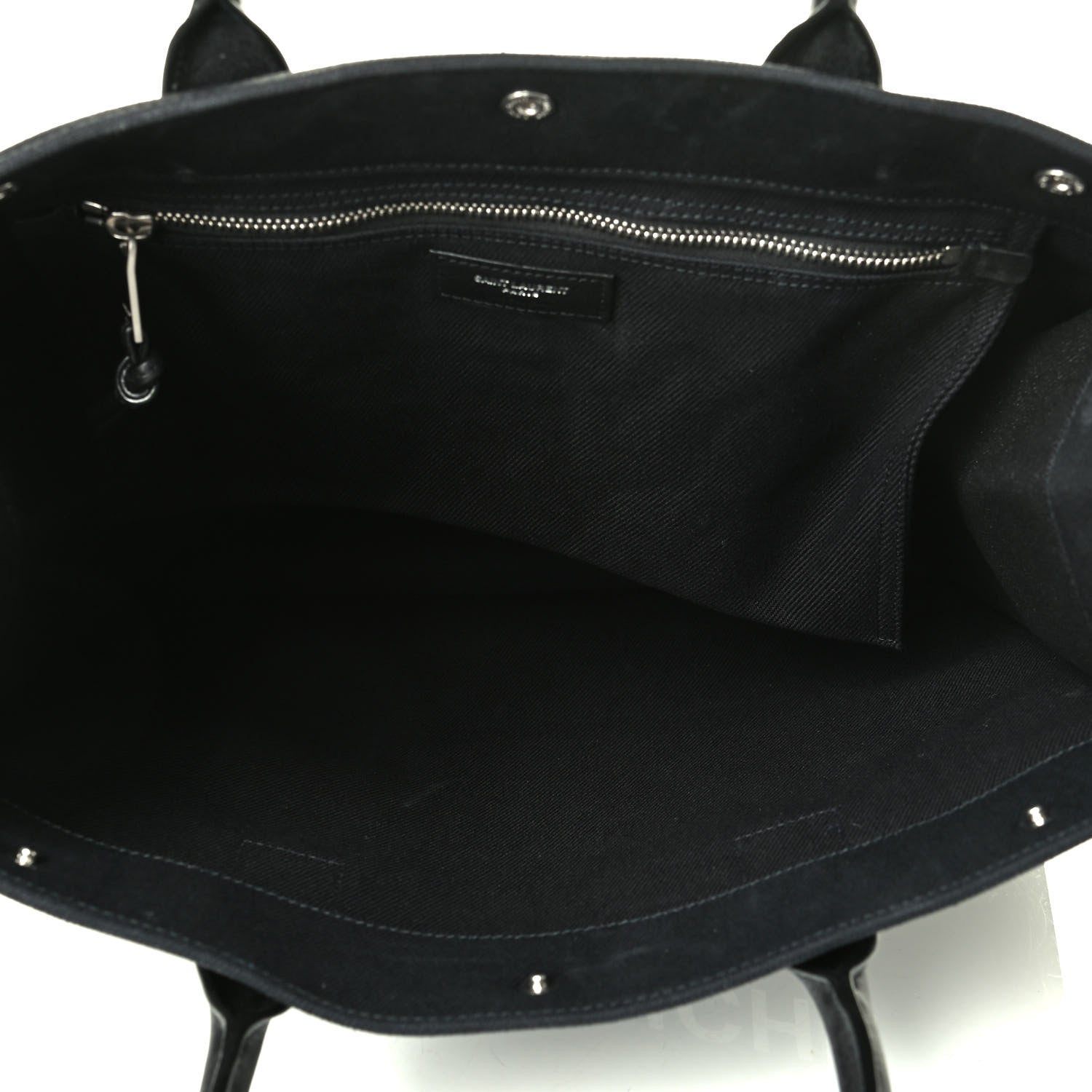 Saint Laurent Linen Calfskin Rive Gauche North South Tote Black 4 of 6