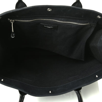 Saint Laurent Linen Calfskin Rive Gauche North South Tote Black 4 of 6