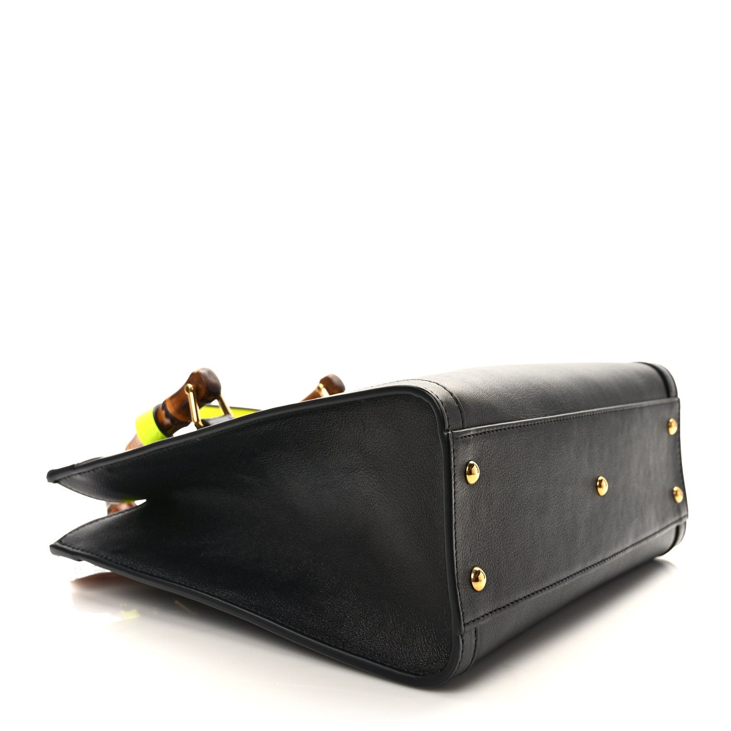 Gucci Calfskin Small Diana Tote Bag Black Yellow Fluo 4 of 9