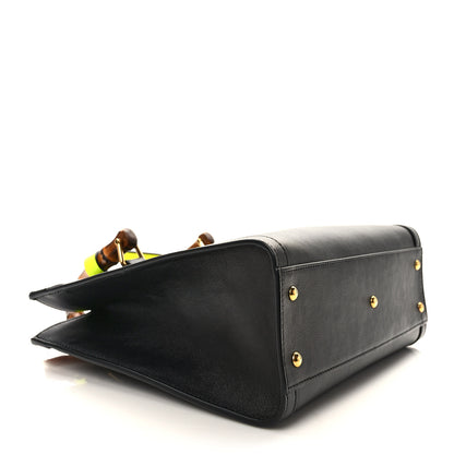 Gucci Calfskin Small Diana Tote Bag Black Yellow Fluo 4 of 9