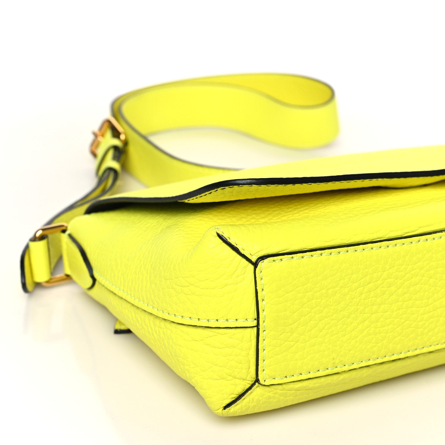 Burberry Signature Grain Small Burleigh Crossbody Bag Neon Yellow 7 of 8