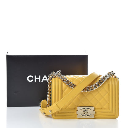 Chanel Calfskin Quilted Small Boy Flap Yellow 10 of 10