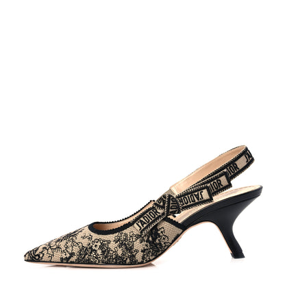 Christian Dior Cotton Ribbon Toile De Jouy J'Adior Slingback 65mm Pumps 39 Hazelnut Black 1 of 7