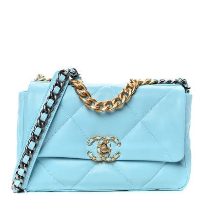 Chanel Lambskin Quilted Medium Chanel 19 Flap Light Blue 1 of 5