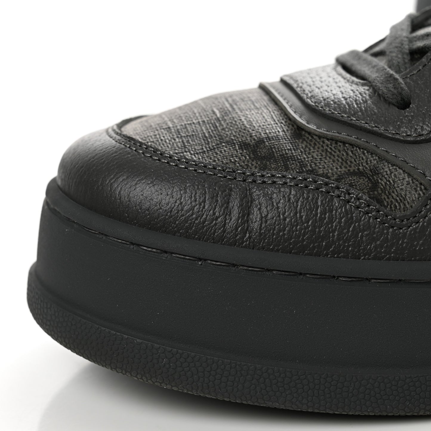 Textured Dollar Calfskin GG Supreme Monogram Mens Chunky Sneakers 9 Graphite Grey Black Grey