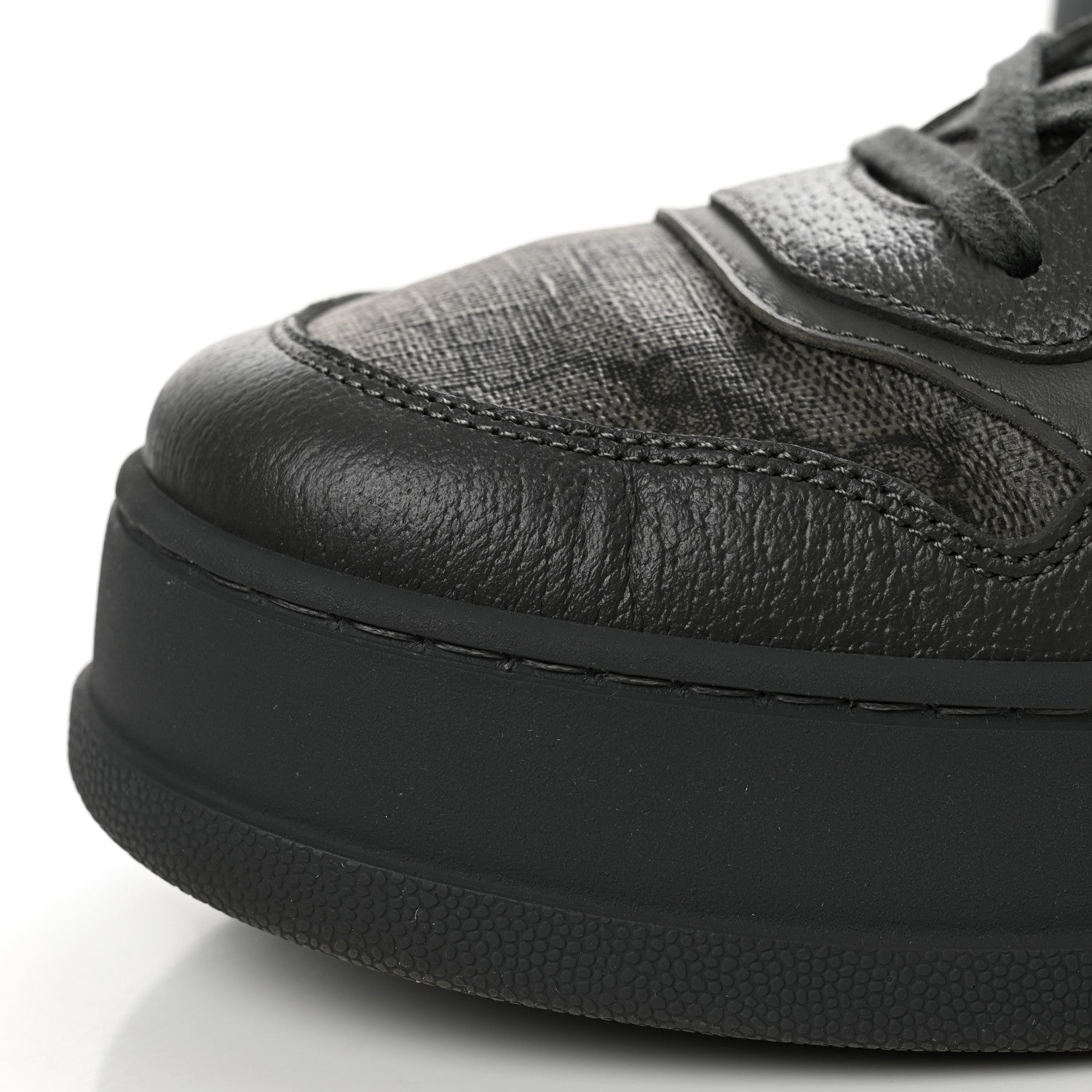 Gucci Textured Dollar Calfskin GG Supreme Monogram Mens Chunky Sneakers 9 Graphite Grey Black Grey 11 of 16