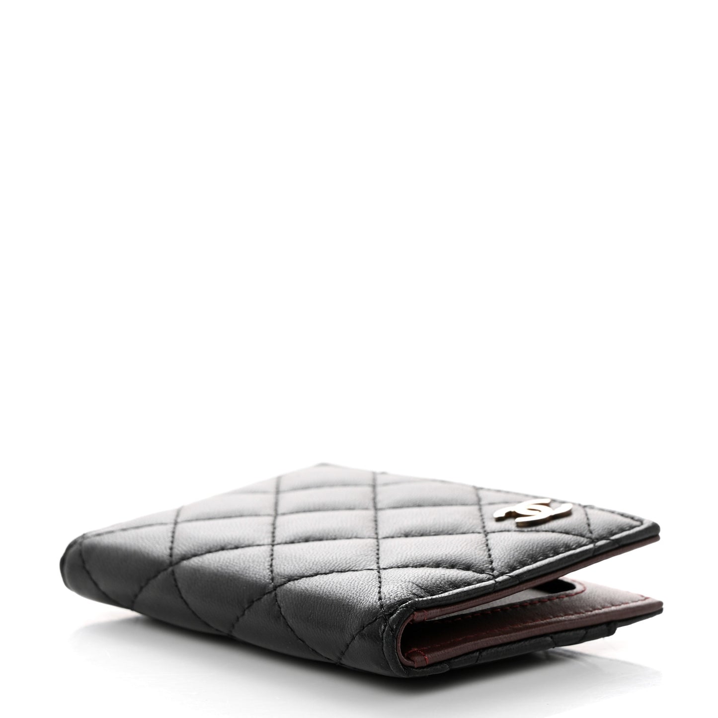 Lambskin Quilted Card Holder Wallet Black