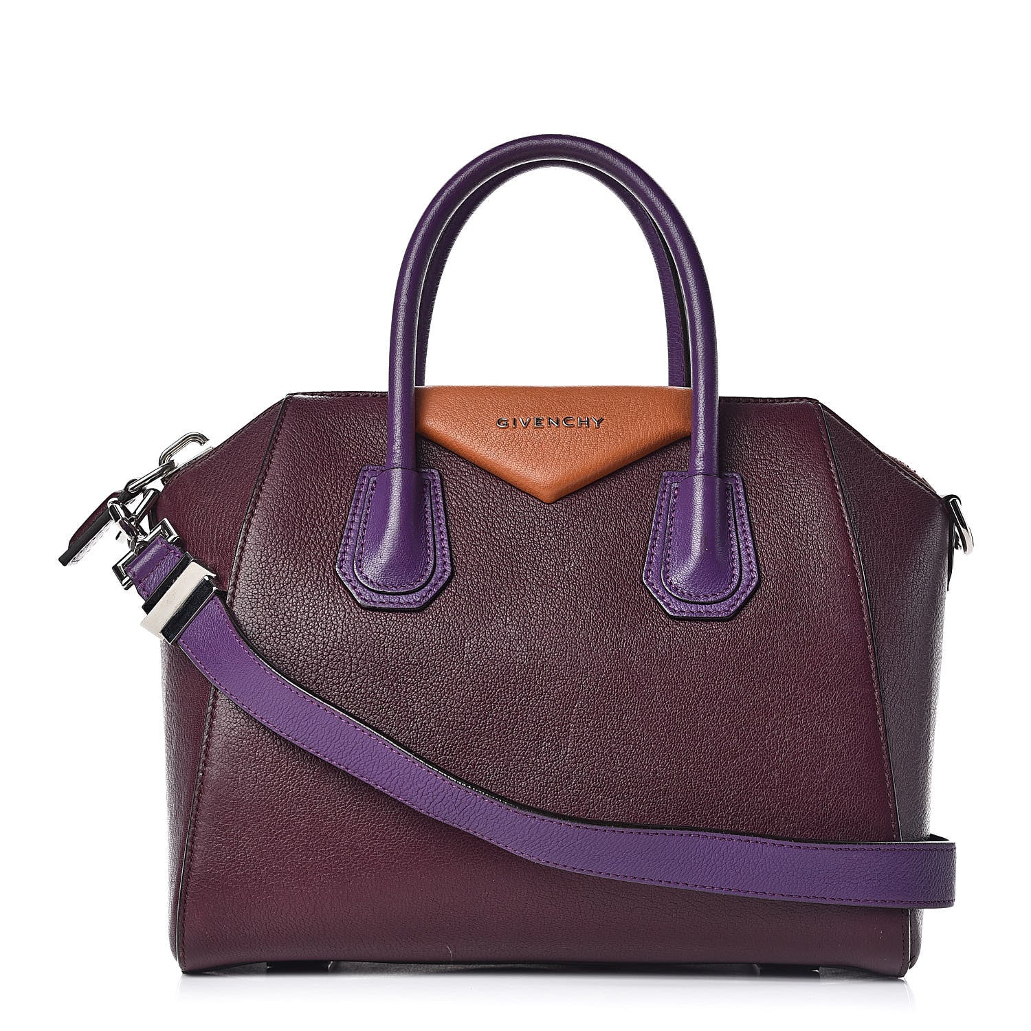 Givenchy Sugar Goatskin Small Tri-Color Antigona Oxblood Violet Orange 1 of 11