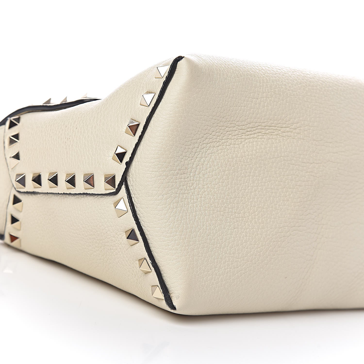 Valentino Garavani Pebbled Calfskin Rockstud Single Handle Flap Bag Light Ivory 11 of 15